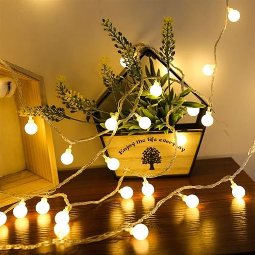 Image of Lexton Decorative 14 Ball LED Serial String Light | 4 Meter Long, 14 LED, Plug Sourced | Best for Christmas, New Year, Diwali Light (Pack of 1, Warm White)