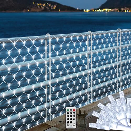 Filet Lumineux d'extérieur pour Buissons, 6 × 3 m 408 LED Lumières de Fée Extérieures, Cristal, Connectable, Étanche, Télécommande, Minuterie pour...