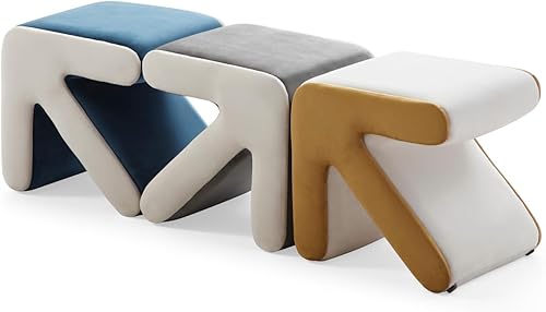 Miniatura 6 de TRIPLE TREE Reposapiés de flecha, taburete tapizado de terciopelo, taburete multifacético, mesa de centro otomana, reposapiés, reposapiés con diseño