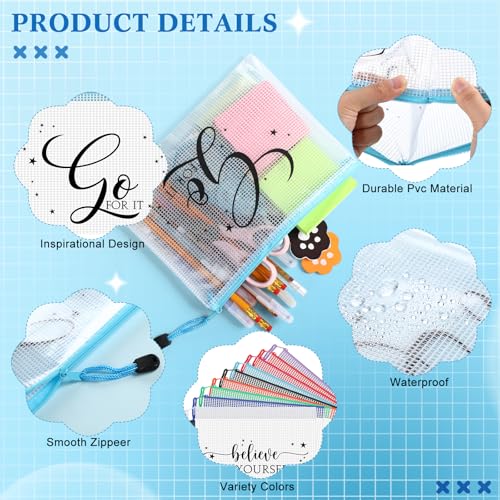 Image of Tenceur 18 Pcs Pencil Pouch Appreciation Gifts for Teacher Coworker Employee Staff Mesh Zipper Pencil Case Pouch Thank You Gifts for Back to School Office Supplies Co Worker Volunteer (Inspirational)