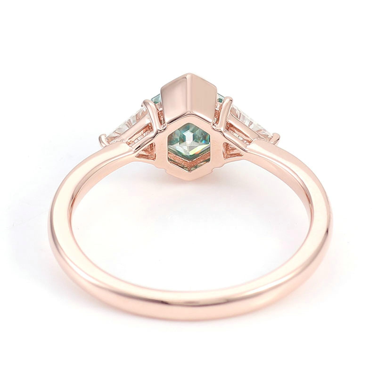 Daesar Anelli Amicizia Oro Rosa 14K, Anello di Matrimonio Donna Elegante Moissanite A Doppio Triangolo e Esagono Verde da 1ct-3ct Anello Fidanzamento Donna Oro Rosa per Fidanzata, Sposa