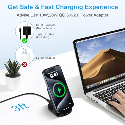 Pixel 8 Wireless Charger Fast Charging Stand for Google Pixel 8Pro 7a 6,Samsung Galaxy S24 Ultra S24+ S23 FE S23 Plus S22 Z Flip5 S21 S20,15W Wireless Charging Station for iPhone 15 Pro Max 14 Plus 13