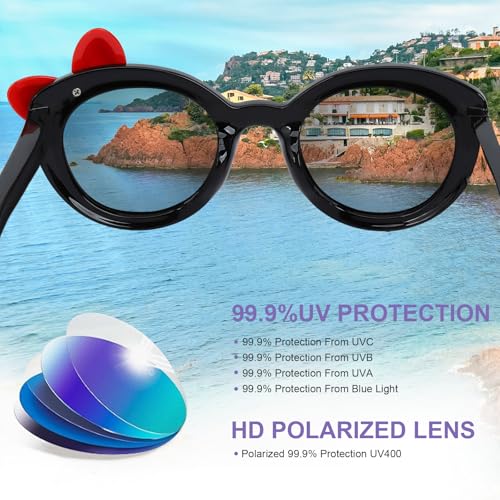 Kids Sunglasses, Polarized Sunglasses for Toddler, Cute Cat Eye Baby Sunnies for Girls Boys UV4003