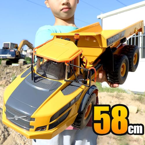 Image of 1 /20 Large 23IN Electric Remote Control Dump Truck A40G, 2.4G Simulated Acoustic-Optical RC Engineering Vehicle Model Transport Vehicle, 6-Wheel Lifting Bucket Construction Truck