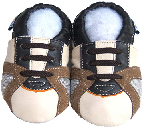 Jinwood Leather Baby Soft Sole Shoes Boy Girl Infant Children Kid Toddler Crib First Walk Gift Trainer Beige (30-36month, Beige)