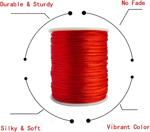 Miniatura 3 de Paybous Cordón de satén de nailon de 0.079 in x 110 yardas, cuerda de hilo trenzado para anudar chinos, pulseras de macramé, collares, fabricación
