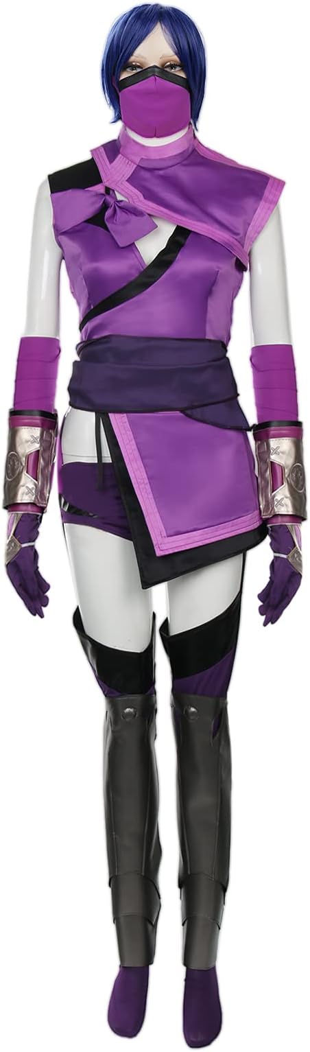 Mileena Cosplay Costume MK 11 Sexy Bodysuit Women Purple Fancy Dress Fighting Suits for Halloween Party