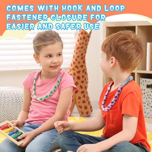 Image of Henoyso 12 Pack Sensory Chew Necklaces Kids Soft Terry Cloth Oral Motor Teething Toys for Boys Girls, Reusable Chewy Jewelry for Focusing & Calming(Macaron Twist Style,Stylish Color)