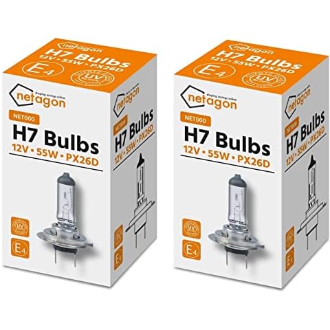 Netagon 2 x Car Front Head Light Headlight H7 Bulb Light Lamp 12V Cover
