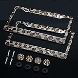 2PCS Auto Leopard License Plate Frame,Firwood Handcraft Bling Rhinestone Diamond,Aluminum Chrome Body including 4xCrystal Cap+4xScrew Fasteners