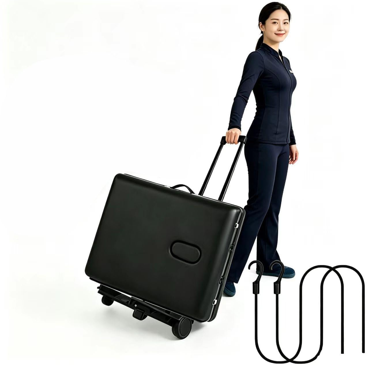 Portable Massage Table Cart with Wheels - Foldable Travel Carrier Trolley for Massage Tables, Telescoping Handle Fits Most Table Sizes, Lightweight & Durable Storage Transport Cart-image-48