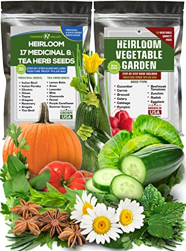 Ultimate Culinary Vegetable And Medicinal Herb Seeds For Planting - Non Gmo Usa Grown - 27 Heirloom Varieties For Hydroponic Indoor And Outdoor Planting - Easy To Grow Pack #TOP13