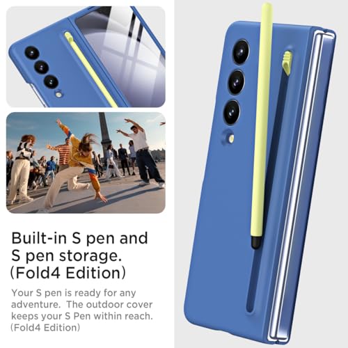 Coque Samsung Z Fold 4 avec stylet S et protège-écran bleu ciel