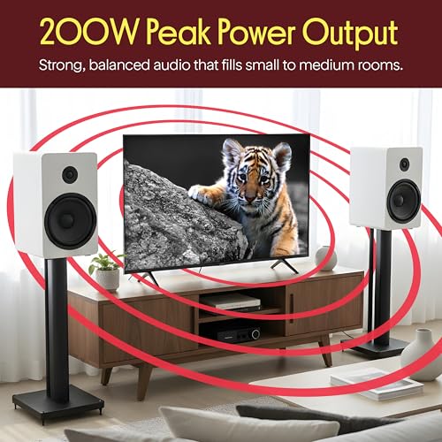Image of Pyle 6.5 inch Bookshelf Speakers - Pair of Wired Bookshelf Speakers with Wall Mount Brackets, 2-Way HiFi Home Theater with Fiberglass Cone, Soft Dome Tweeter, Compact Design, 11.7 inch x 7 inch x 6.5 inch, White