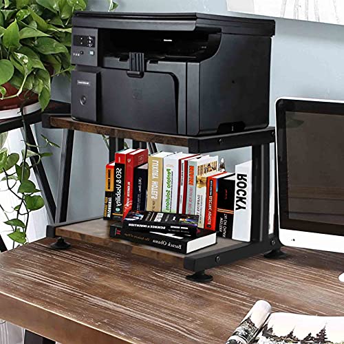 Voilamart Printer Stand With Double Tier Wood Storage Shelves,Rustic Under Desk Printer Stand, Home And Office Organization And Storage For Printers,Printer Table For Fax Machine, Files And Book Shelf #TOP1