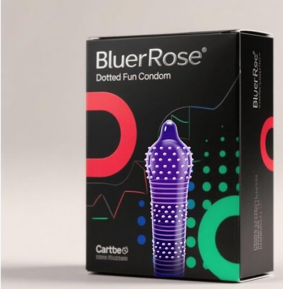 BlueRose Extra Dotted Unflavored Condoms For Man Combo Pack, Contoured & Ribbed Condoms, For Long-Lasting, Big Dotted, Extra Delay, Ribbed, 4-IN-1, Snug Fit, and 3inOne-1 PCS Set-Dtd-x-13-1pcs