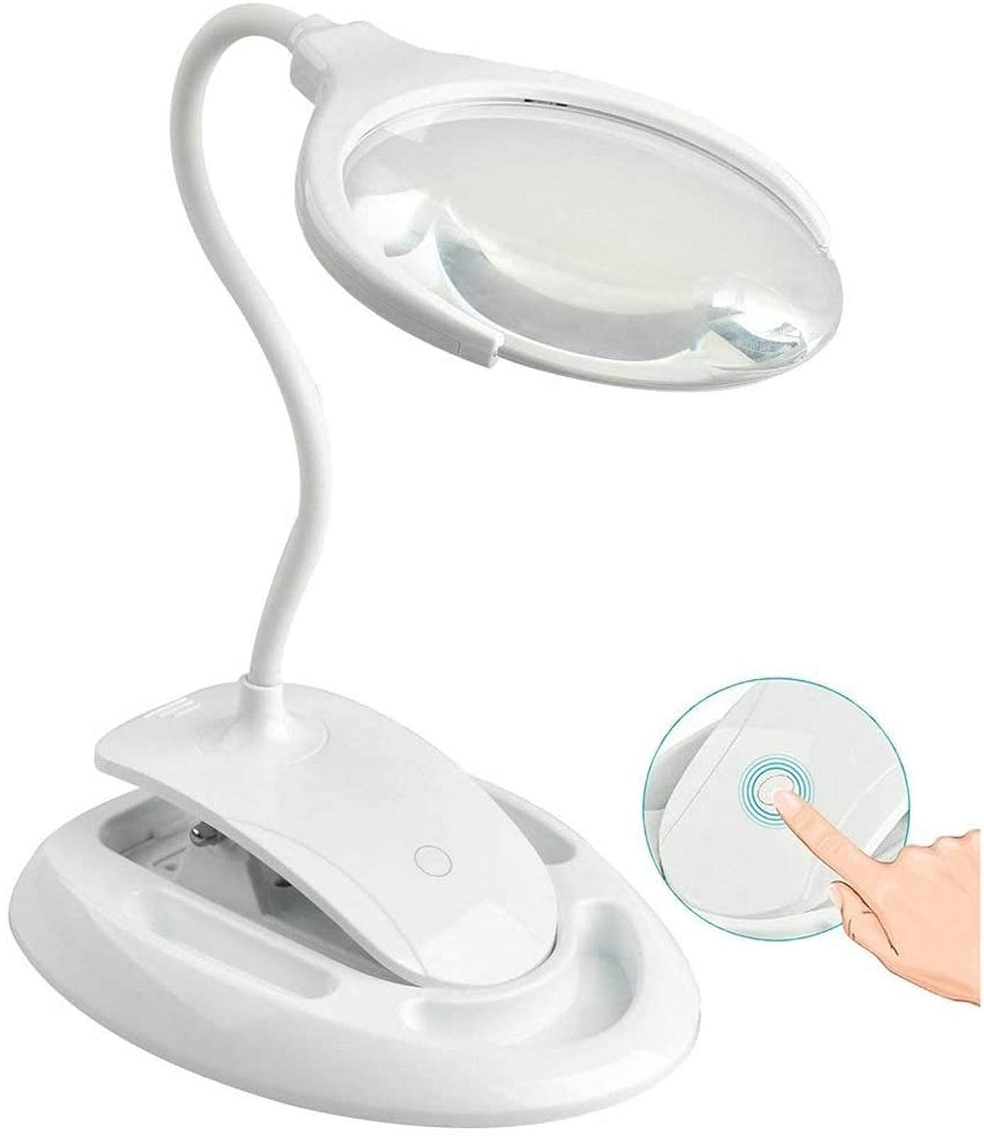 Lupa 5X 10X, Podświetlana Lampa Biurkowa Z Lupą, Zasilana Przez Usb Z Zaciskiem, 2 Regulowane Ustawienia Światła, Odpowiednia Do Książek, Czytania, Szycia, Rękodzieła, Projektowania Biżuterii
