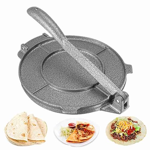 Elgnaura Press de tortilla de hierro fundido de 8 pulgadas, fabricante de tortillas para maíz y masa de harina, prensa roti de servicio pesado con mango cómodo