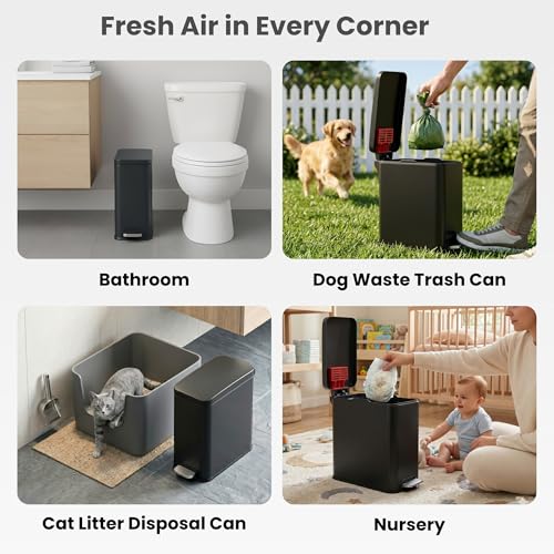 Image of iTouchless 3 Gallon / 12 Liter Dog Poop Trash Can with AbsorbX Odor Filter - Outdoor Pet Waste Receptacle with Step Pedal - Soft Close Metal Garbage Bin for Yard, Patio, Bathroom, Matte Black