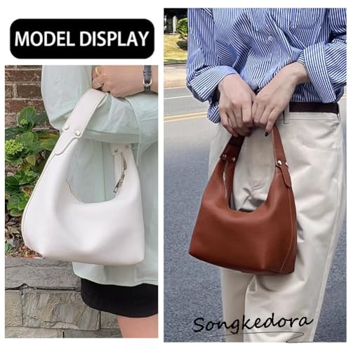 Bolso Hobo Mujer de Cuero Vegano Marrón Oscuro miniatura 2