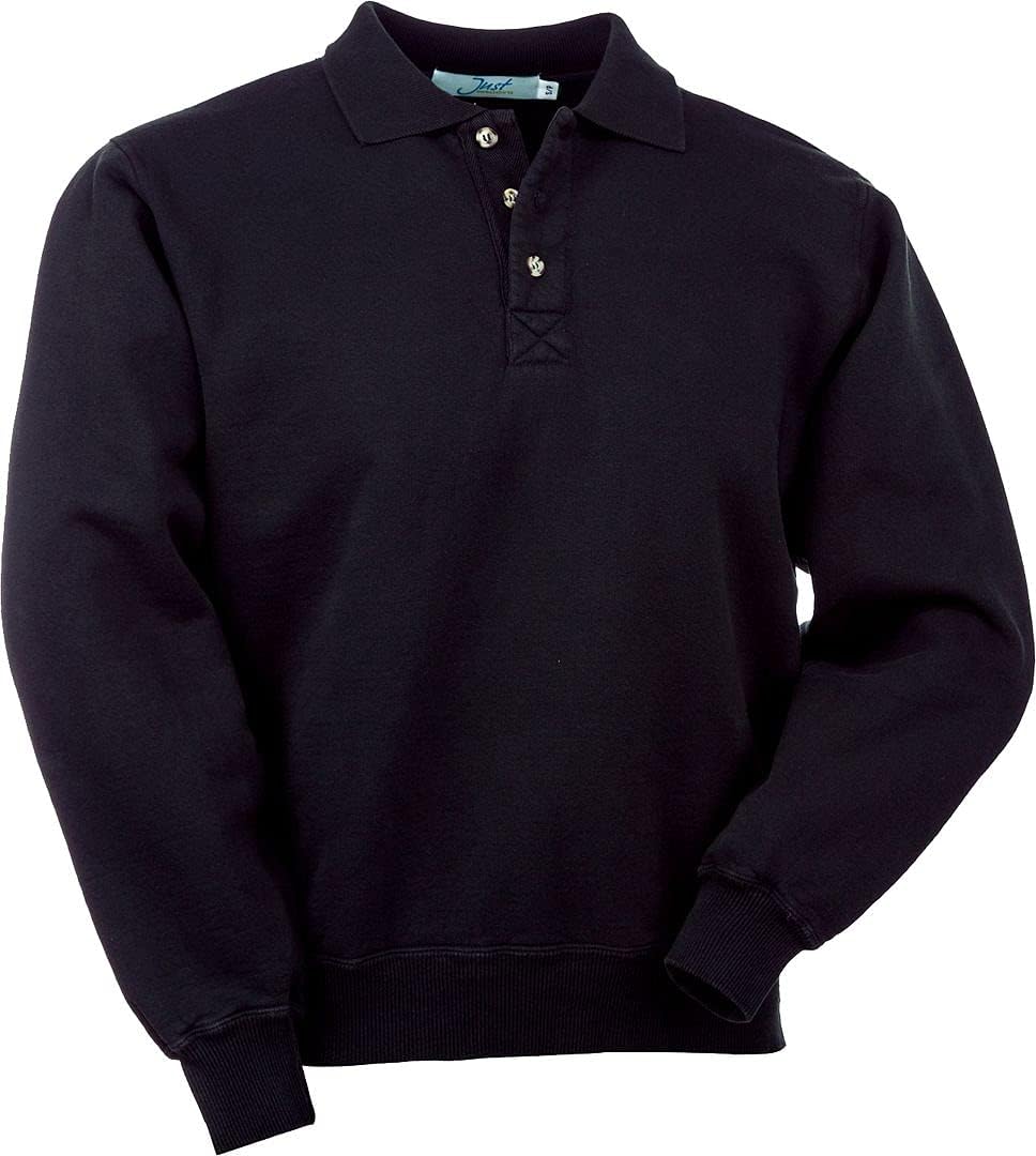 JustSweatshirts Men's 100% Cotton Polo Sweatshirt with Buttons
