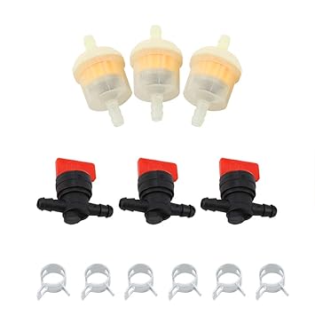 Fuel Gas Tank Shut Off Valves + Filters + Clamps Parts for Garden Brush Cutter Lawnmower