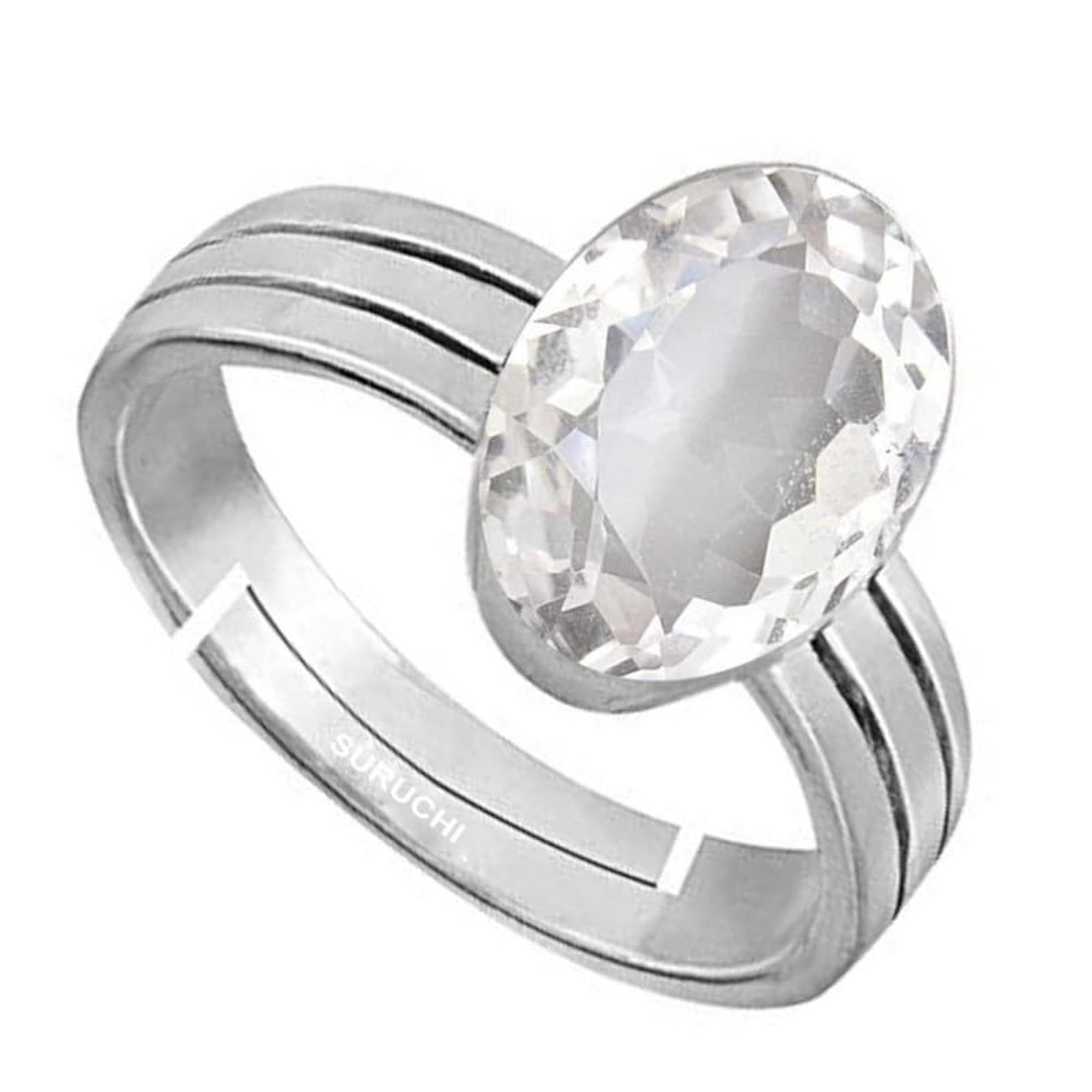 Adjustable White Topaz Certified Natural Gemstone 925 Sterling Silver Ring