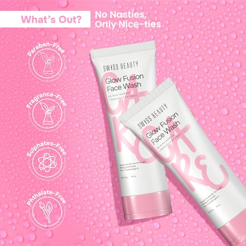 Image of Swiss Beauty Care Glow Fusion Face Wash | Deep Yet Gentle Cleanse | 2% Niacinamide & Marigold Extract | Exfoliating | 100gm