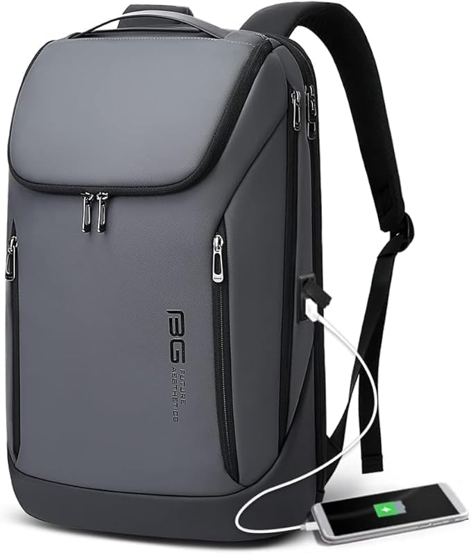 KINETIKITCH Smart 15.6 Inch Laptop Backpack, Durable Travel Business Backpack with USB Charging Port, Anti-Theft, Lightweight, Professional Work Backpack (Grey)