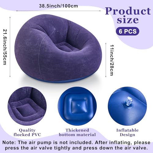 Image of Realspring Inflatable Bean Bag Chairs Outdoor Blow up Camping Chairs Inflatable Lazy Sofa Folding Portable Bean Bag Loungers Couch for Movie Night(Blue,6 Pcs)