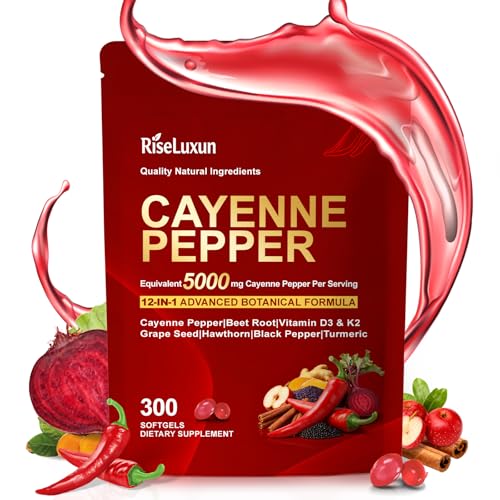 Cayenne Pepper Softgels with Vitamin D3 K2+E and Extracts of Grape Seed Hawthorn Beetroot Berberine and 12 other extracts Advanced Vitality & Wellness Formula For a Healthy Circulatory System