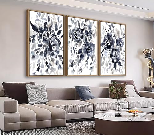 Large Flowers Wall Art for Living Room Natural Wood Float