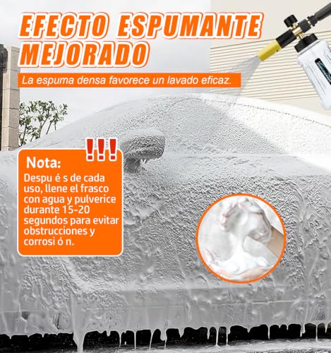 Miniatura 3 de Cañón De Espuma De Nieve Para Lavadora A Presión Karcher K Series K2 K3 K4 K5 K6 K7, 1l Lanza De Espuma De Nieve Dispensador De Jabón Con Pulverización Ajustable Mejorada Boquilla Negro Y Amarillo
