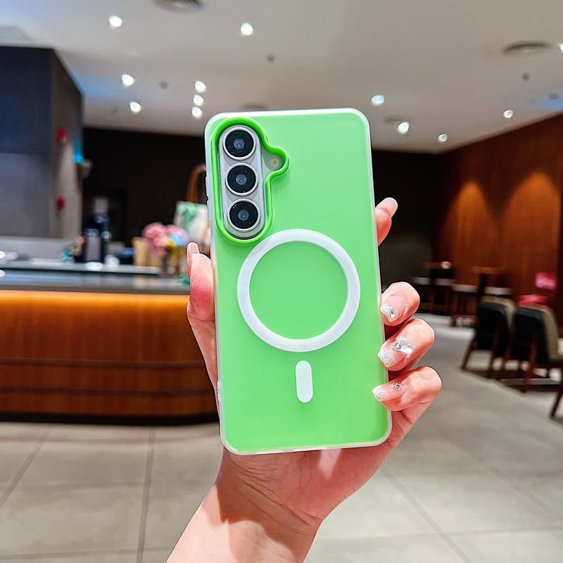 Image of LuxuryKase Magnetic Silicone Candy Case for Samsung Galaxy S26 Plus | MagSafe Compatible | Slim Protective Case | Lightweight & Flexible | Wireless Charging | Soft Matte Finish - Green
