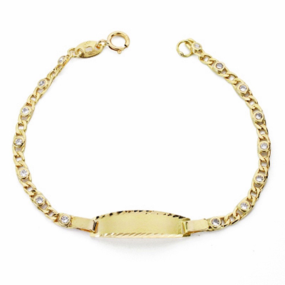 Bracciale baby in oro 18k con zirconi 14cm. [AA2704]