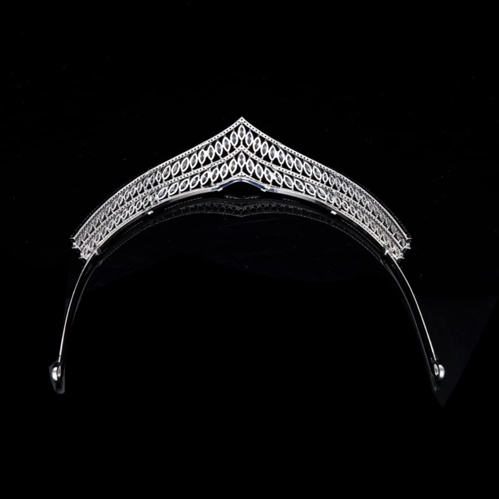 QXMYOO Tiaras de boda de circonita cúbica para novia, pequeña, dulce cumpleaños 16, graduación, corona de reina, tocado para 15 años, quinceañeras 2023, accesorios para el cabello de novia de plata