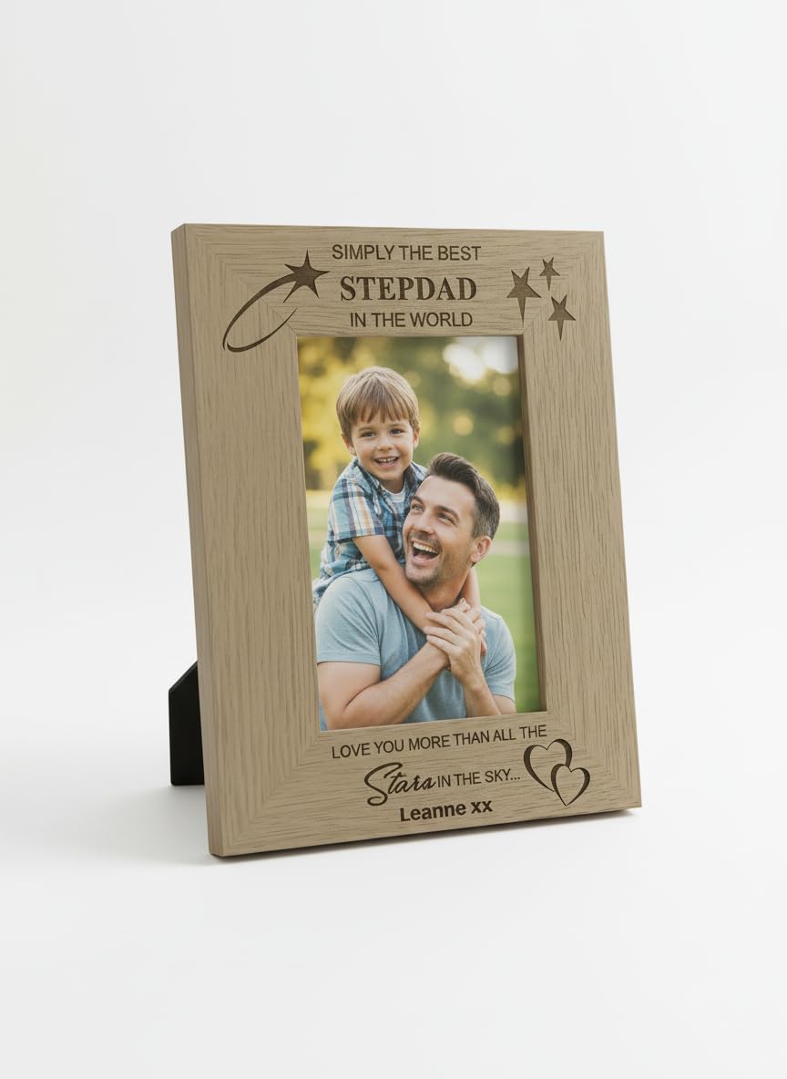Ukgiftstoreonline No Personalisation Personalised Best Stepdad Wooden Photo Frame Gift (5 X 7 Inch)