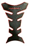 Abmaße: 13,5cm x 20cm Tankpad Tankschutz Motorrad Carbon Optik Rot Schwarz