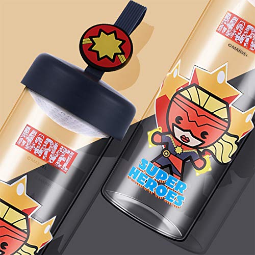 Garrafa de água Capitã Marvel/Captain Marvel, 450ml. Série Marvel. Cor transparente/azul escuro. Com