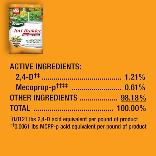 Scotts Turf Builder WinterGuard Fall Weed & Feed3, Weed Killer Plus Fall Fertilizer, 12,000 sq. ft, 34.3 lbs. image 2