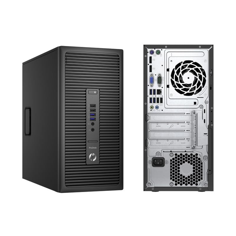 HP ProDesk 600 G2 Mini Tower Desktop Computer, Intel Pentium G4400, 8 GB RAM, 256 GB SSD, WiFi, Bluetooth, US QWERTY Tastatur, Windows 11 Pro (Generalüberholt)