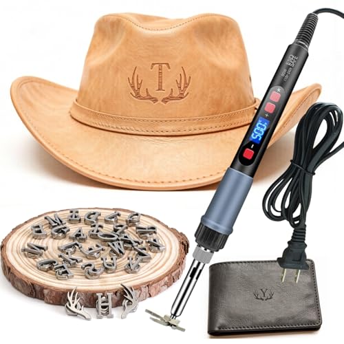 ZAGEVIVIN Upgraded Electric Branding Iron with Temperature Display – 26 Letters & 2 Antlers Kit for Wood, Leather, Food (Cake/Steak) – Safe & Easy DIY, BBQ, Crafting Gift (3/5" 28Pcs) — view 6