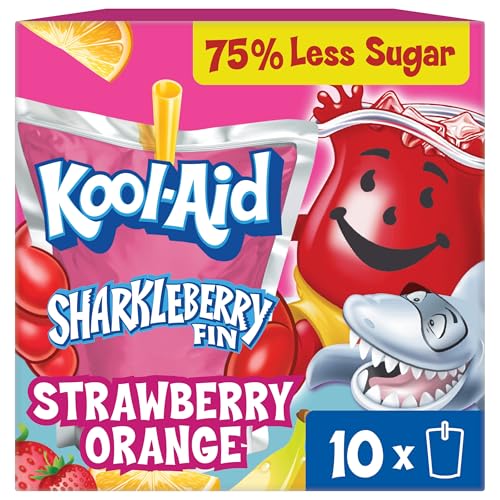 Kool-Aid Jammers Artificially Flavored Drink, 1 Pouches, for School Lunches and On-the-Go Hydration, Sharkleberry Fin Strawberry Orange Punch Flavor, Excellent Source of Vitamin C, 6 fl oz