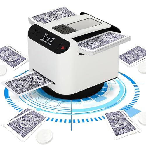 Shuffler automatico per carte e rivenditore, rotazione a 360 gradi, pulsanti wireless, display OLED, ultra silenzioso e ricaricabile per poker e giochi di carte