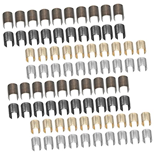 HAPINARY Folding Leather Rope Fastener Clips 160pcs Macrame Cord Crimp Clip Tassel Fixing Iron