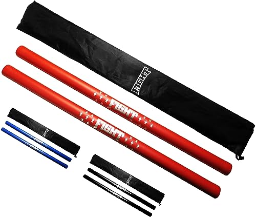 F.A.L. product Martial Arts Equipment Foam Padded Sticks with Carry Bag Case Set 2 Pieces (Red)