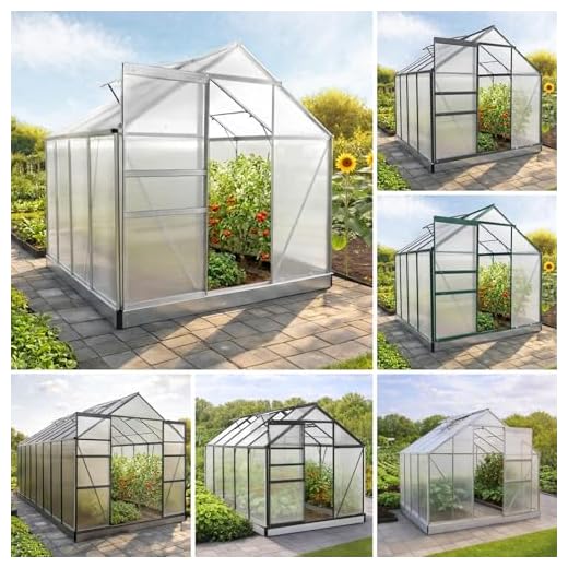 BRAST Gewächshaus Aluminium mit Fundament rostfrei 250x190x195cm Silber 6mm Platten 37 Modelle Alu Treibhaus Glashaus Tomatenhaus