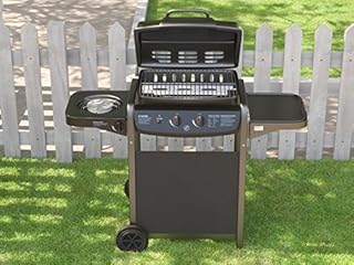 EGLEMTEK Barbecue Grill BBQ a Gas con Termometro - Giardino Griglia Picnic Terrazzo 2+1 Colore Nero - (112 x 52.2 x 96.5 cm)