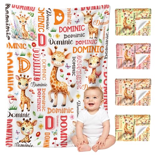 Image of Custom Giraffe Blanket for Boys Girls,Ultra Soft Personalized Gifts Baby Blanket,Customized Throw for Toddlers Newborn Stroller Crib,30 inchx40 inch
