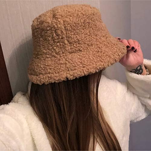 Newfancy Women Girls Winter Bucket Hat Curly Faux Fur Shearling Lambskin Fisherman Cap Warm Hat - Image 6